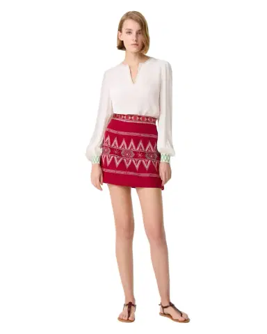 Emporio Sirenuse Giuliana Skirt with Ballerina Embroidery | Thumbnail 1 Emporio Sirenuse Giuliana Skirt with Ballerina Embroidery | Thumbnail 1