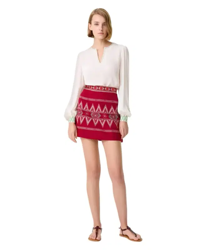 Emporio Sirenuse Giuliana Skirt with Ballerina Embroidery