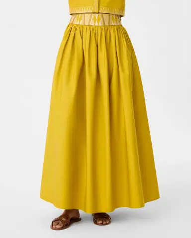 Emporio Sirenuse Ombretta Skirt with Papyrus Embroidery | Thumbnail 3 Emporio Sirenuse Ombretta Skirt with Papyrus Embroidery | Thumbnail 3