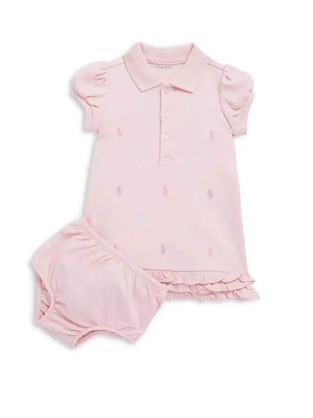 Polo Ralph Lauren Baby Girl's Ruffled Polo Dress & Bloomers Set - Pink 6 Months