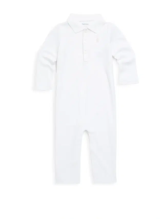 Polo Ralph Lauren Baby Girl's Cotton Polo Coverall - White
