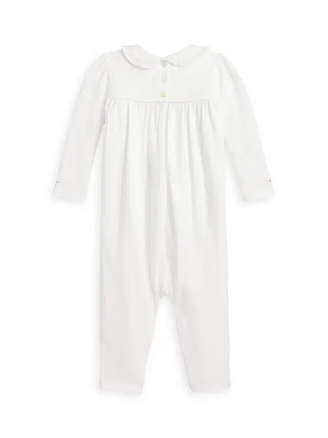 Polo Ralph Lauren Baby Girl's Smocked Organic Cotton Onesie - White 9 Months