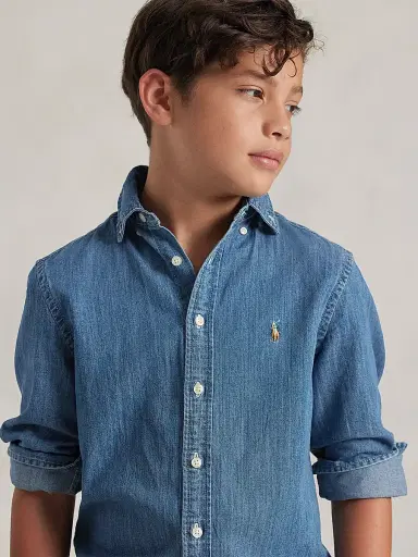 Polo Ralph Lauren Little Boy's & Boy's Chambray Shirt - Dark Blue | Thumbnail 6 Polo Ralph Lauren Little Boy's & Boy's Chambray Shirt - Dark Blue | Thumbnail 6
