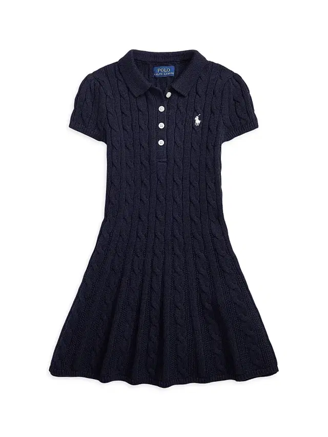 Polo Ralph Lauren Little Girl's & Girl's Cable-Knit Cotton Polo Sweaterdress - Navy