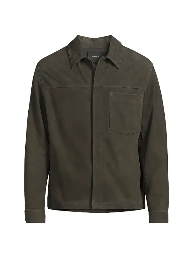 Vince Men's Suede Trucker Jacket - Sycamore