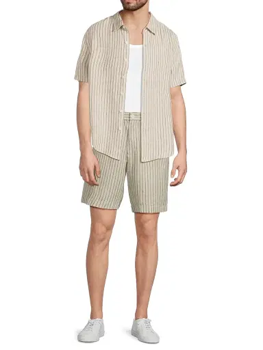 Vince Men's Ballstone Striped Hemp Shirt - Parchment - Size XXL | Thumbnail 2