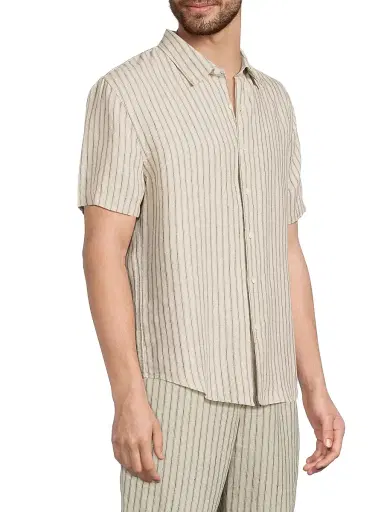 Vince Men's Ballstone Striped Hemp Shirt - Parchment - Size XXL | Thumbnail 4