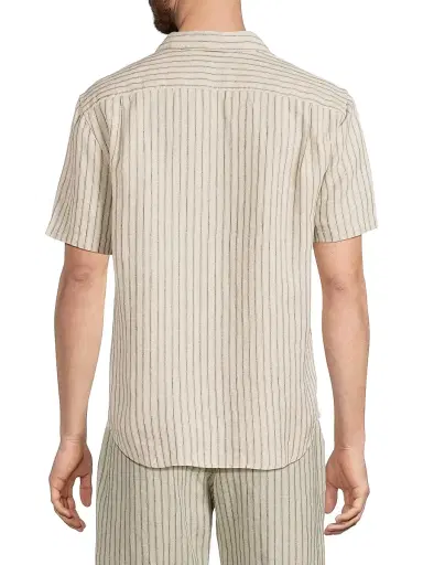 Vince Men's Ballstone Striped Hemp Shirt - Parchment - Size XXL | Thumbnail 5