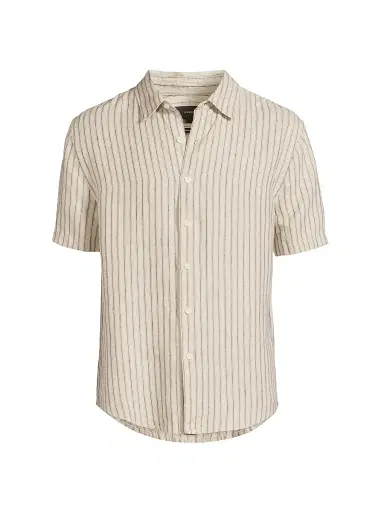 Vince Men's Ballstone Striped Hemp Shirt - Parchment - Size XXL | Thumbnail 1