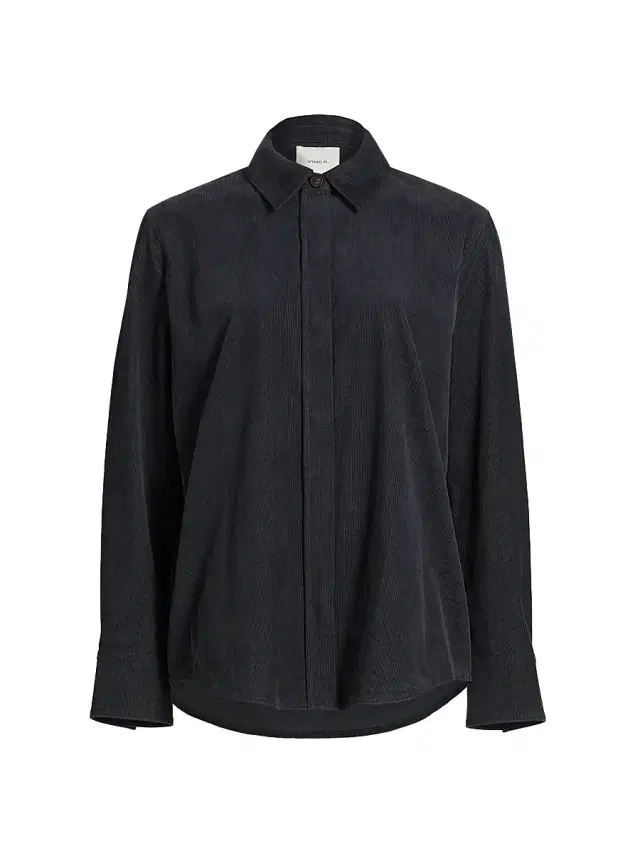 Vince Women's Oversized Cotton Corduroy Button-Front Shirt - Graphite