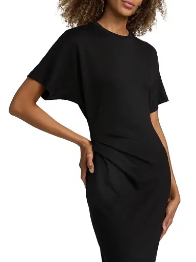 Vince Women's Side Ruched Jersey Midi-Dress - Black - Size XXS | Thumbnail 6