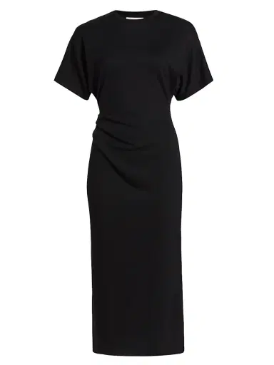 Vince Women's Side Ruched Jersey Midi-Dress - Black - Size XXS | Thumbnail 1