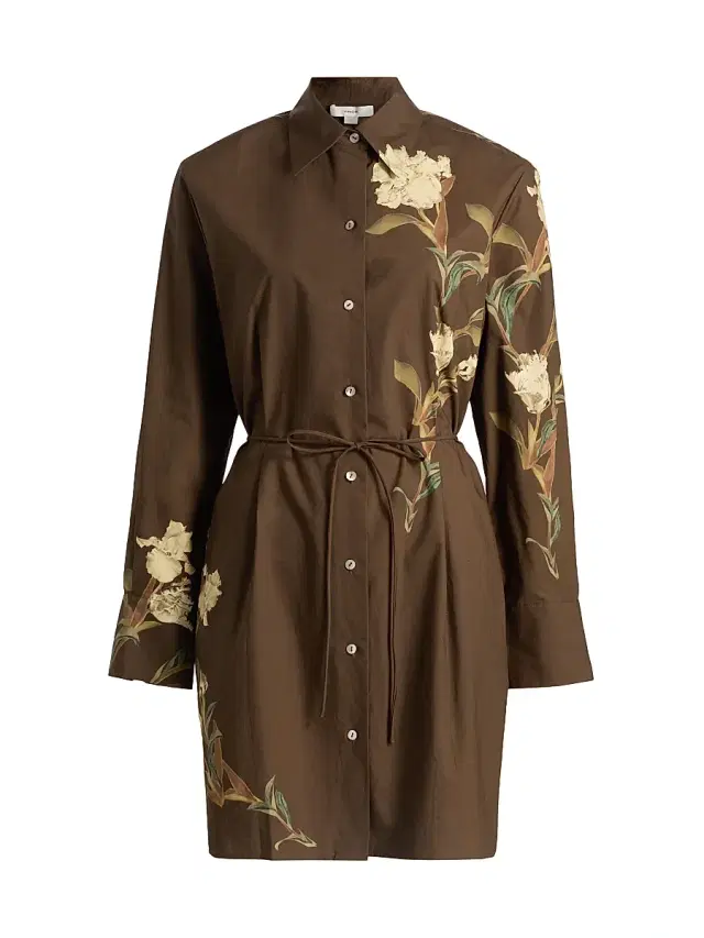 Vince Women's Iris Floral Mini Shirtdress - Dark Bark