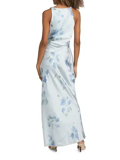 Vince Women's Petal Blur Twist-Shoulder Bias-Cut Maxi Dress - Soft Grey | Thumbnail 5