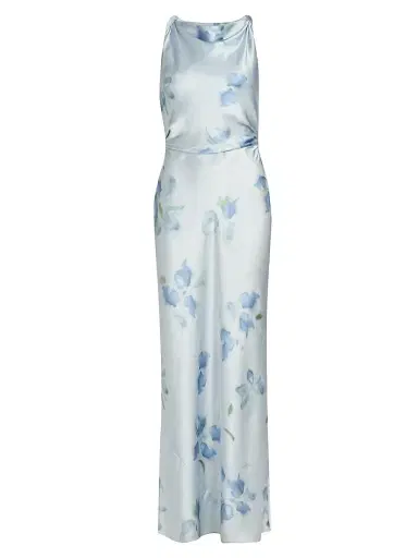 Vince Women's Petal Blur Twist-Shoulder Bias-Cut Maxi Dress - Soft Grey | Thumbnail 1