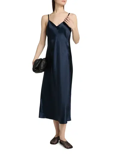 Vince Women's Satin V-Neck Slip Midi-Dress - Coastal | Thumbnail 2