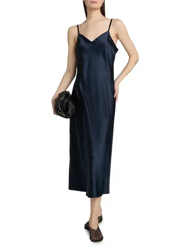 Vince Women's Satin V-Neck Slip Midi-Dress - Coastal | Thumbnail 3