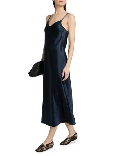 Vince Women's Satin V-Neck Slip Midi-Dress - Coastal | Thumbnail 4