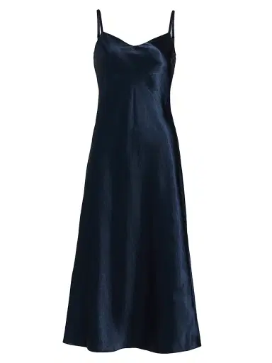 Vince Women's Satin V-Neck Slip Midi-Dress - Coastal | Thumbnail 1