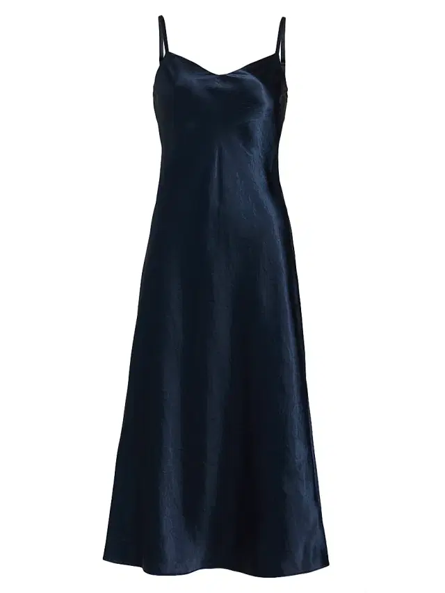 Vince Women's Satin V-Neck Slip Midi-Dress - Coastal