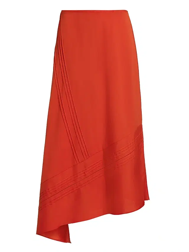 Vince Women's Pintuck Slip Midi-Skirt - Poppy