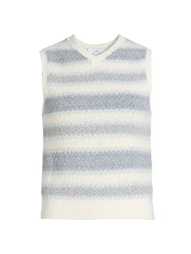 Vince Women's Striped Silk-Linen Sweater Vest - Pale Tide Combo