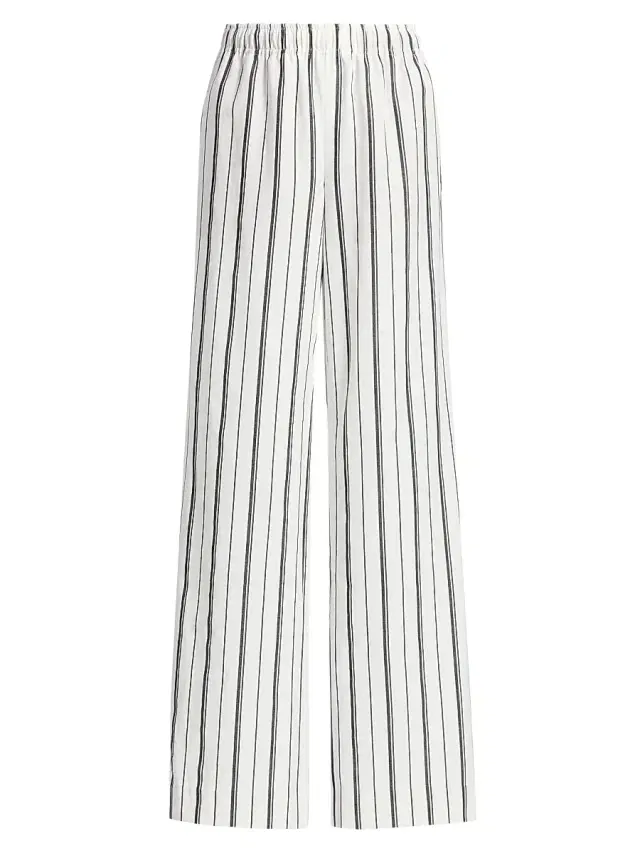Vince Women's Resort Striped Cotton-Blend Drawstring Pants - White Black