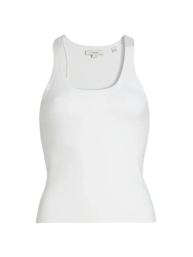 Vince Women's Stretch Rib-Knit Scoopneck Tank - Off White