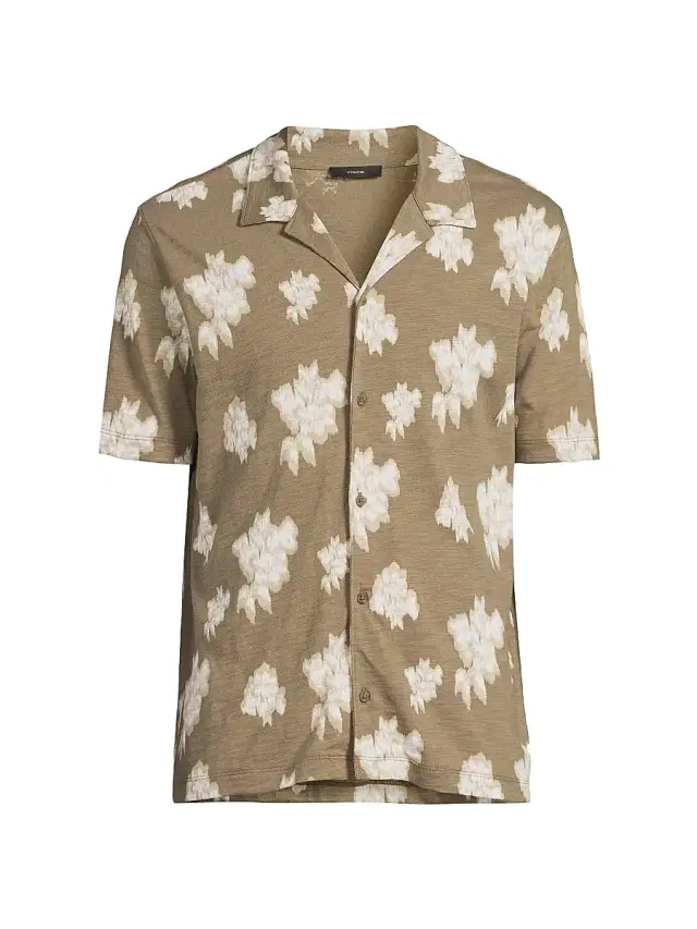 Vince Men's Floral Cotton Camp Shirt - Kalamata Combo