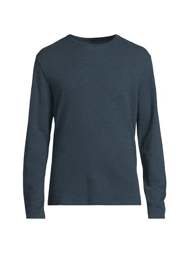 Vince Men's Striped Cotton Crewneck Shirt - Clear Lake Rapids
