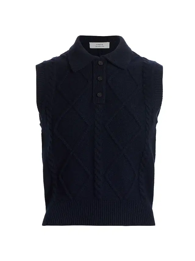 Vince Women's Knit Wool-Blend Polo Vest - Coastal