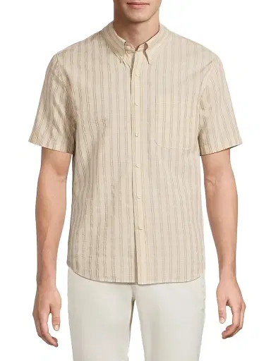 Vince Men's Corbin Checked Cotton-Blend Button-Down Shirt - Mineral Teak | Thumbnail 3 Vince Men's Corbin Checked Cotton-Blend Button-Down Shirt - Mineral Teak | Thumbnail 3