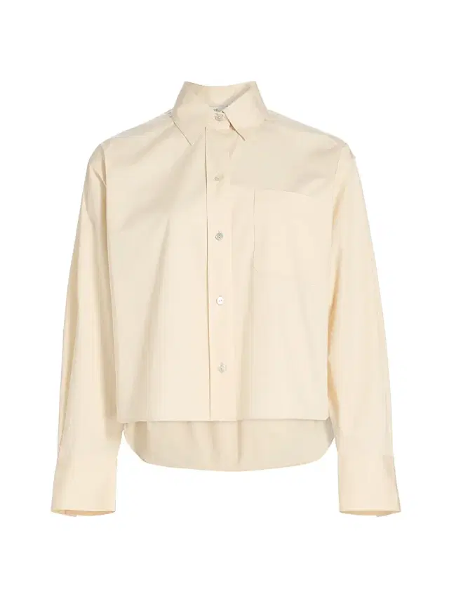 Vince Women's Boxy Cotton Crop Shirt - Ecru