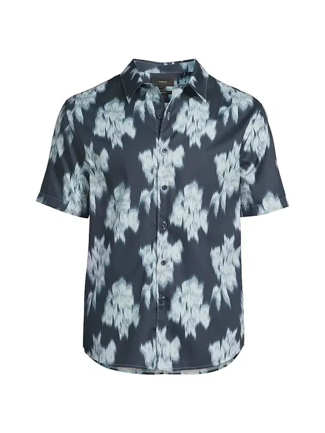 Vince Men's Blurred Roses French-Placket Shirt - Studio Combo