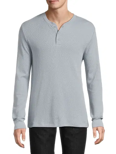 Vince Men's Jacquard Ribbed Henley - Steel Blue - Size XXL | Thumbnail 3