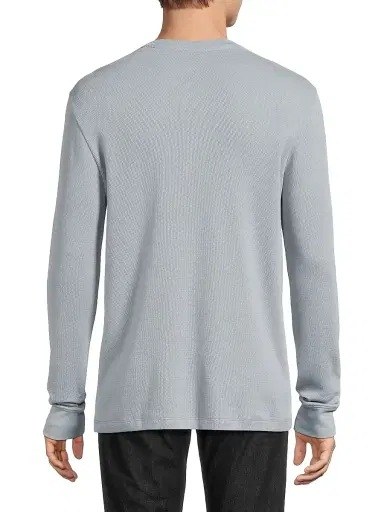 Vince Men's Jacquard Ribbed Henley - Steel Blue - Size XXL | Thumbnail 5