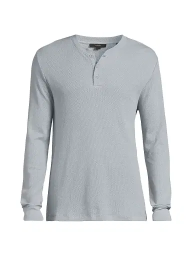Vince Men's Jacquard Ribbed Henley - Steel Blue - Size XXL | Thumbnail 1