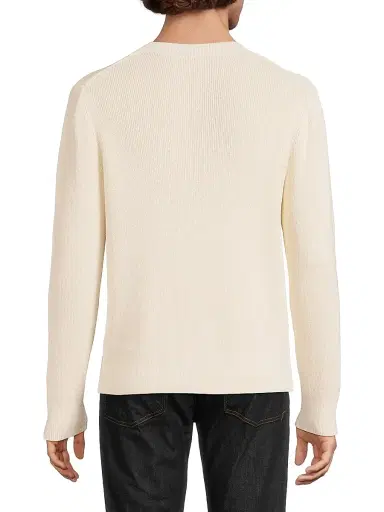 Vince Men's Rib-Knit Cotton-Blend V-Neck Sweater - Classic Cream - Size XXL | Thumbnail 5