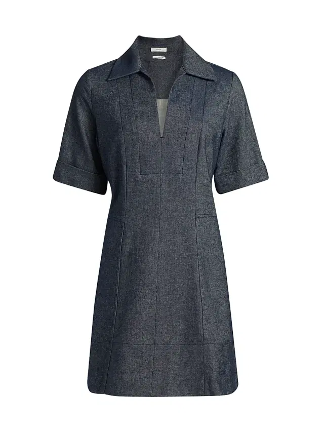 Vince Women's Chambray Cotton-Linen Minidress - Indigo