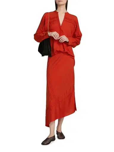 Vince Women's Pintuck Satin Blouse | Thumbnail 2 Vince Women's Pintuck Satin Blouse | Thumbnail 2