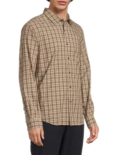 Vince Men's Great Falls Plaid Cotton Shirt - River Sand | Thumbnail 4