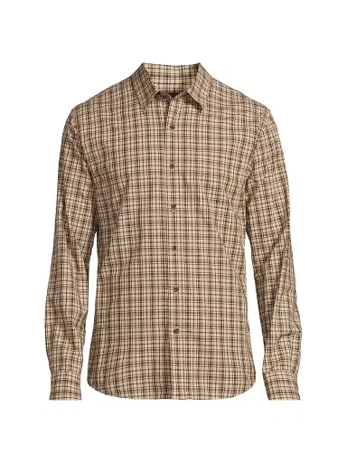 Vince Men's Great Falls Plaid Cotton Shirt - River Sand | Thumbnail 1