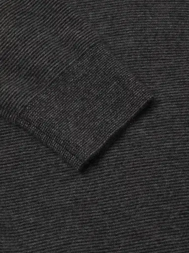 Vince Men's Striped Boiled Crewneck Sweater - Black Medium Heather Grey | Thumbnail 6