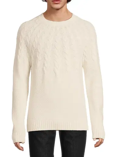 Vince Men's Airspun Cable Merino Wool Sweater - Light Dune | Thumbnail 3