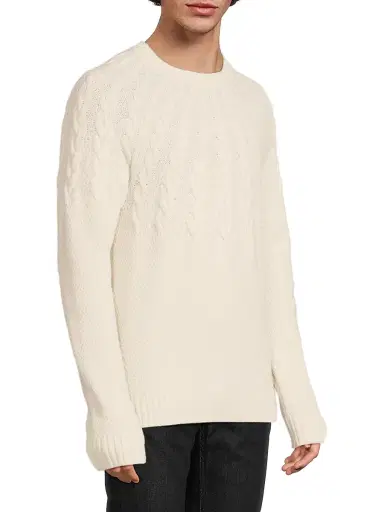 Vince Men's Airspun Cable Merino Wool Sweater - Light Dune | Thumbnail 4