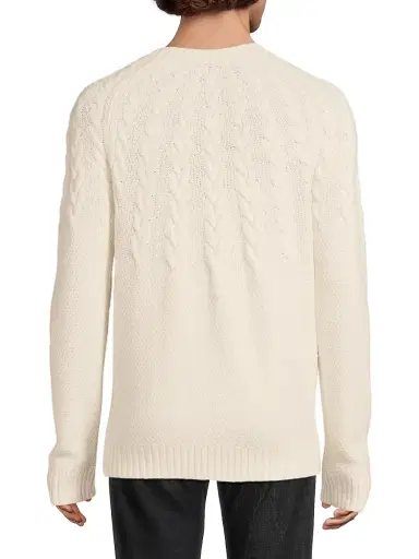 Vince Men's Airspun Cable Merino Wool Sweater - Light Dune | Thumbnail 5