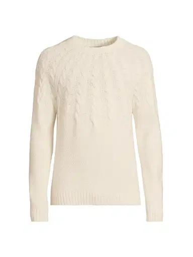 Vince Men's Airspun Cable Merino Wool Sweater - Light Dune | Thumbnail 1