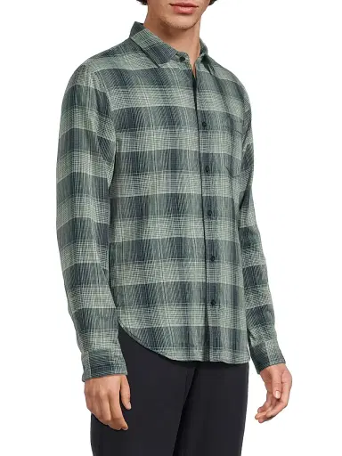 Vince Men's Big Sky Plaid Long-Sleeve Cotton Shirt - Rapids Combo | Thumbnail 4 Vince Men's Big Sky Plaid Long-Sleeve Cotton Shirt - Rapids Combo | Thumbnail 4