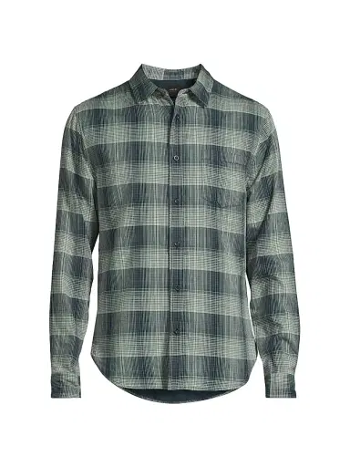 Vince Men's Big Sky Plaid Long-Sleeve Cotton Shirt - Rapids Combo | Thumbnail 1 Vince Men's Big Sky Plaid Long-Sleeve Cotton Shirt - Rapids Combo | Thumbnail 1