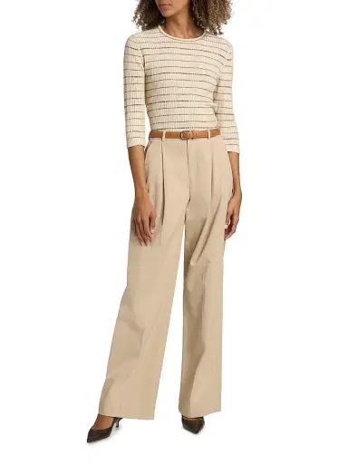 Vince Women's Variegated Plaid Rib-Knit Top | Thumbnail 2